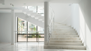 Marble staircase in a modern commercial building