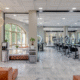 Stylish salon interior with clean stations and bright lighting.