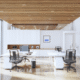 Bright modern Chicago office with polished floors and clean workstations.