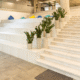 Clean and polished lobby staircase after The Best Post-Construction Cleaning in Chicago.