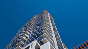 Modern commercial building requiring coordinated janitorial cleaning services