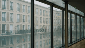 Large clean windows maintaining daylight during gray winter weather
