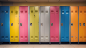 Colorful middle school lockers cleaned by Professional Education Cleaning Services in Chicago