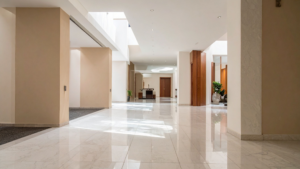 Marble hallway prepared by Professional Post Construction Cleaning Services in Chicago