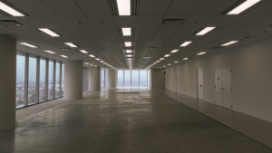 Empty commercial office space ready after post-construction cleaning service
