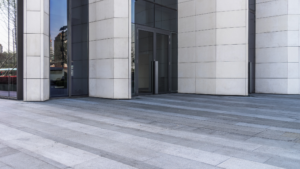 bright reception area with clean desk and organized waiting space