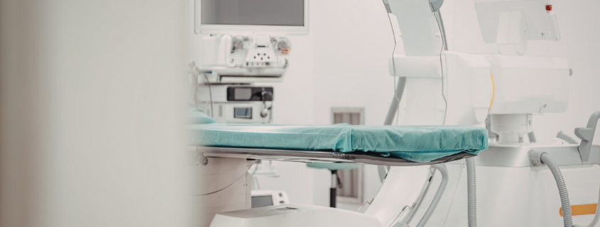 Medical equipment in a sterile room after terminal cleaning process