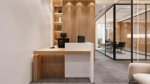 Reception desk cleaned by The Best Commercial Cleaning Company before opening