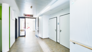 The Best Post Construction Cleaning Company in Chicago cleaned entry hallway with spotless floors and doors