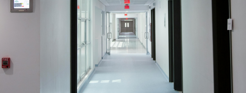 Medical corridor fully cleaned and disinfected after construction