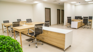 Conference room showing signs of wear, dust buildup, and maintenance issues caused by inconsistent cleaning.