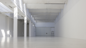Newly completed open commercial space ready for final cleaning