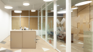 Professional commercial cleaning for glass office workspaces