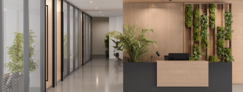 Complete Office Cleaning Services for a modern office reception area